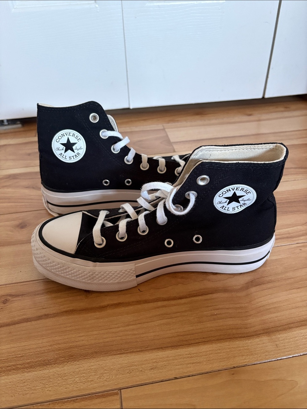 Converse Black High Top Platform Chuck Taylor Sneakers
